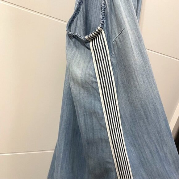 Bella Dahl Side Stripe Sleeveless Racerback Chambray Mini Dress Blue Small - Picture 10 of 16
